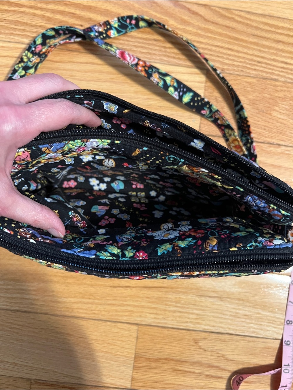 Vera Bradley Disney Black Floral Quilted Crossbody - Picture 9 of 12